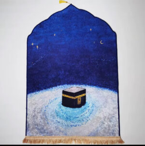 tapis bleu motif kaaba